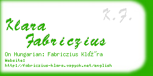 klara fabriczius business card